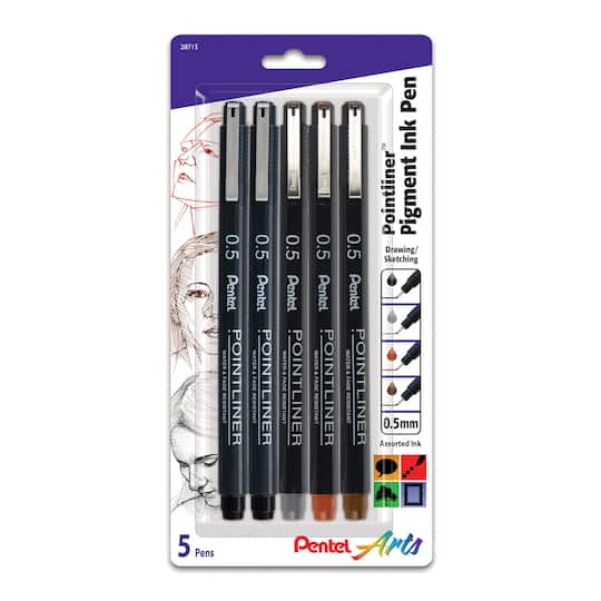 Pentel Arts® Pointliner™ 0.5mm Pigment Ink Pen Set